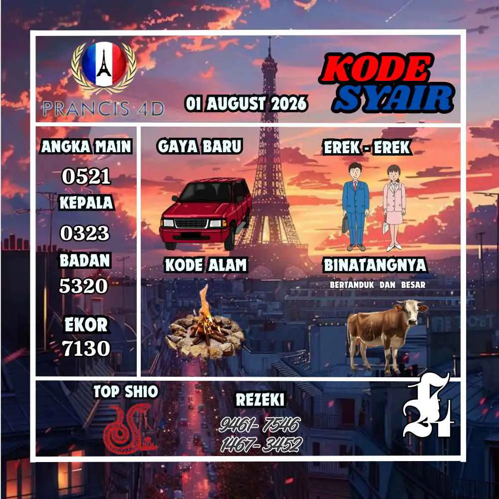 Kode Syair Prancis4D Pools Agustus 2026