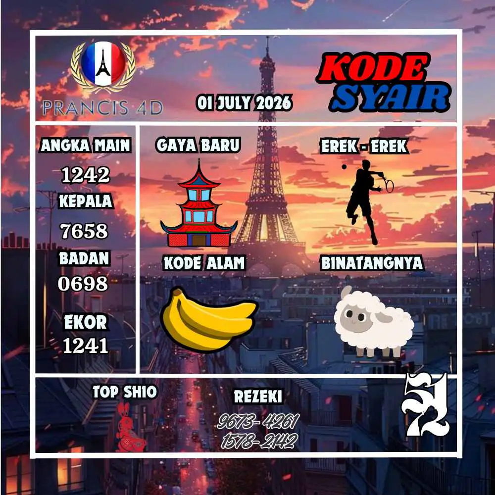 Kode Syair Prancis4D Pools Juli 2026