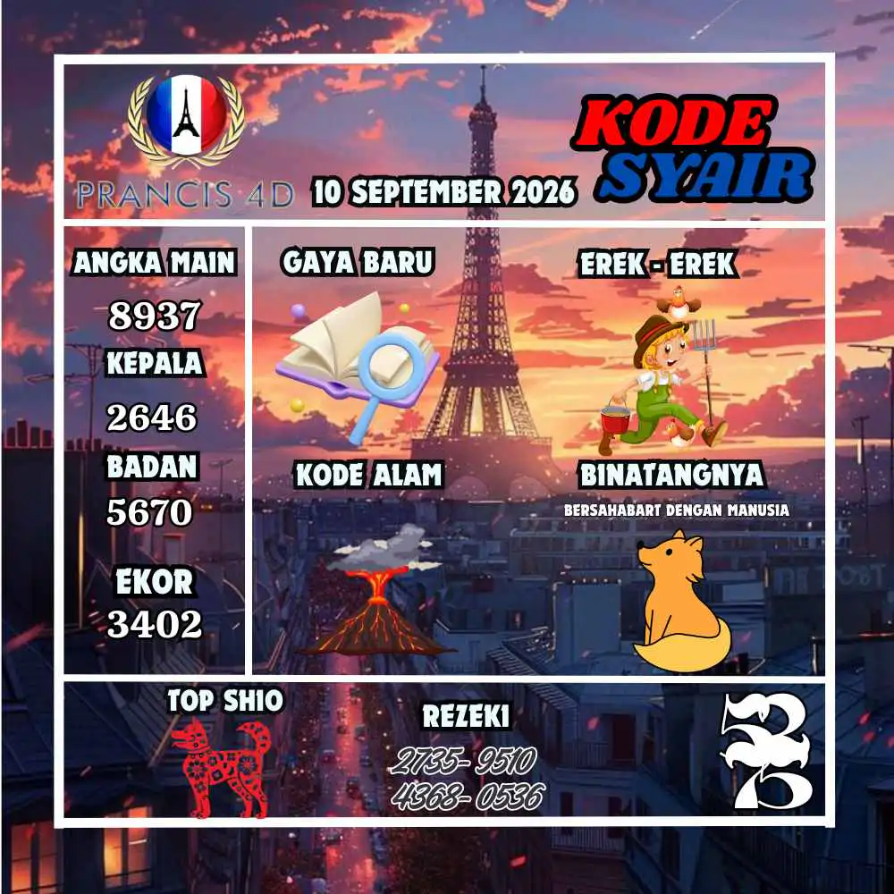 Kode Syair Prancis4D Pools September 2026
