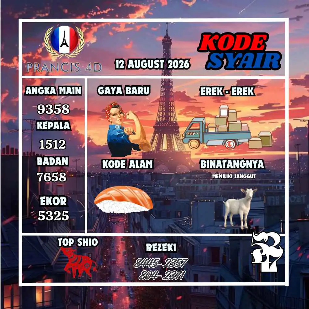 Kode Syair Prancis4D Pools Agustus 2026
