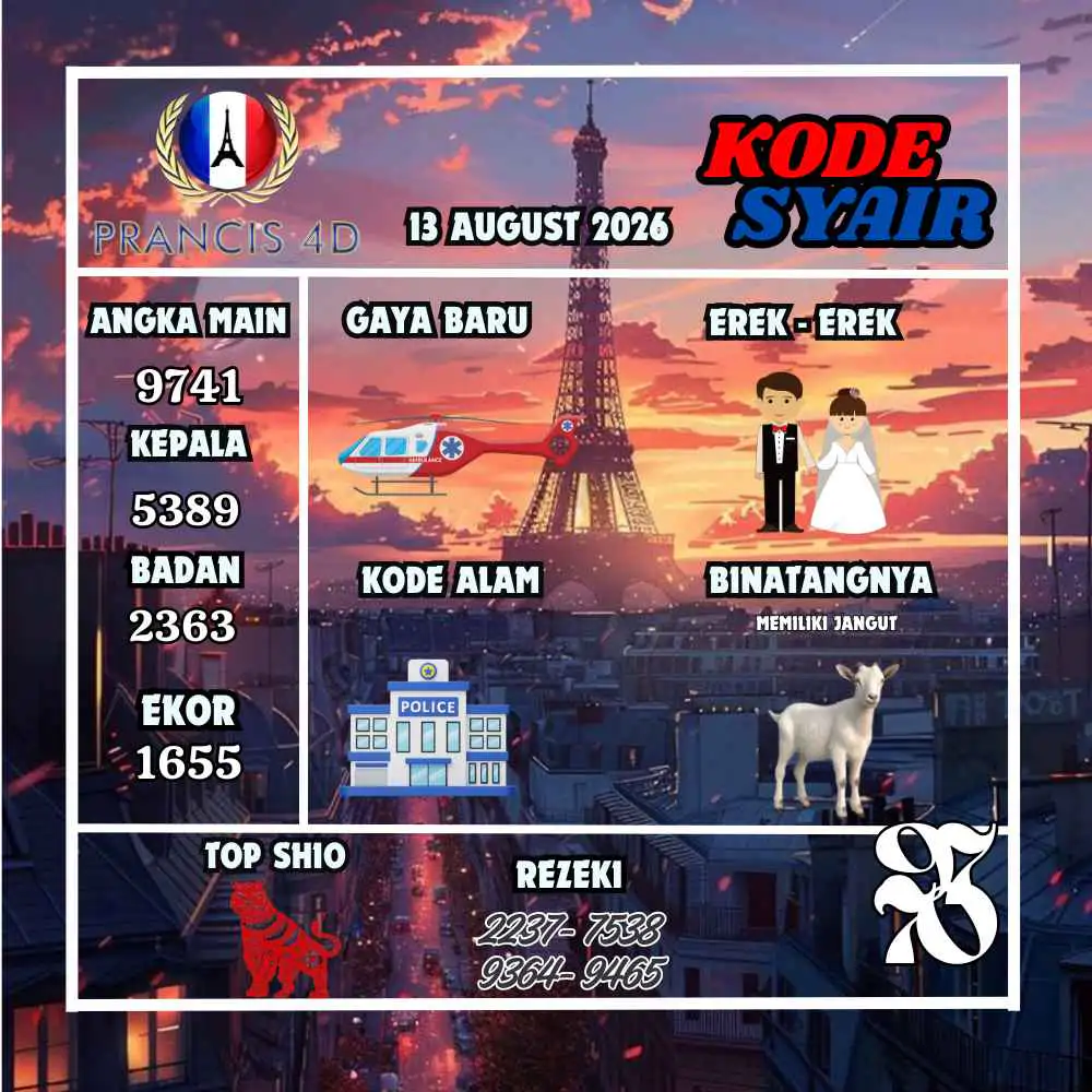 Kode Syair Prancis4D Pools Agustus 2026
