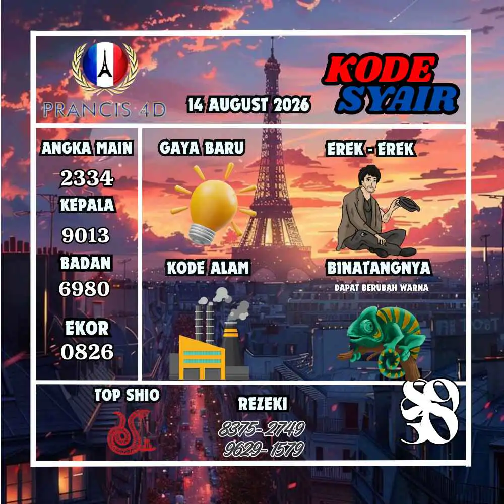 Kode Syair Prancis4D Pools Agustus 2026
