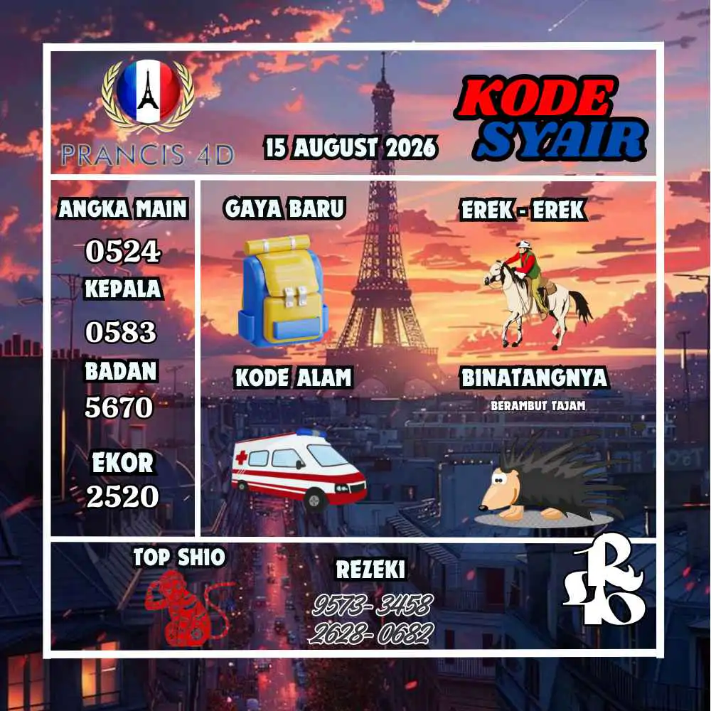 Kode Syair Prancis4D Pools Agustus 2026
