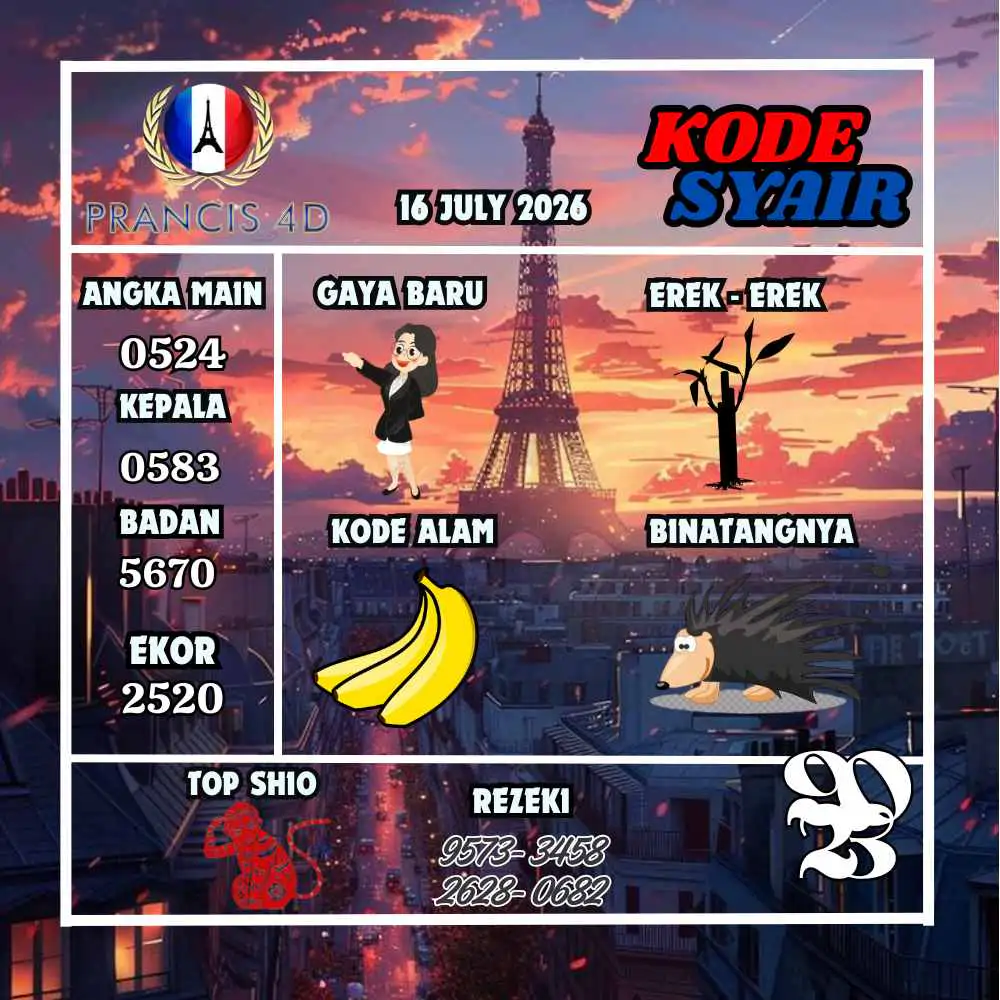 Kode Syair Prancis4D Pools Juli 2026

