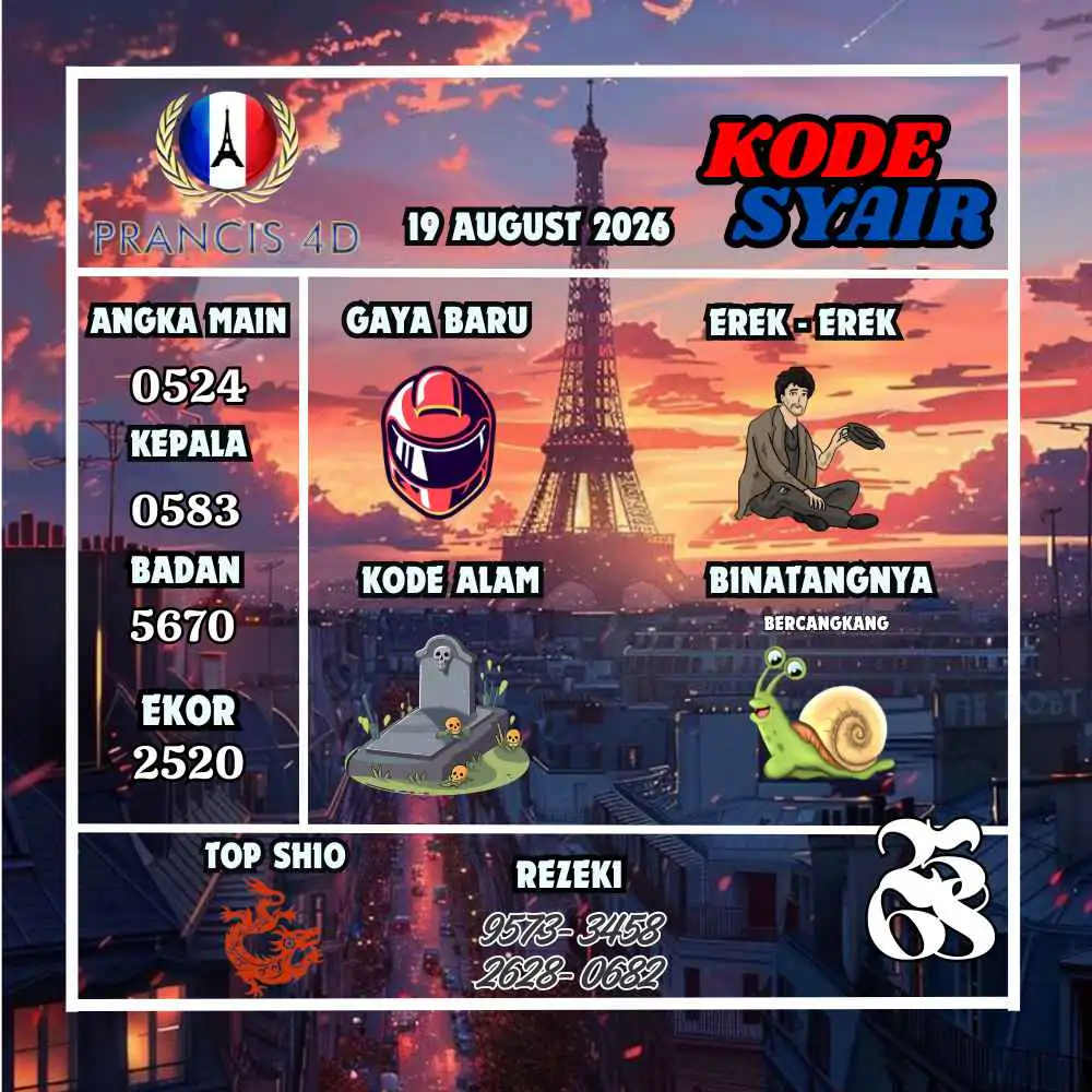 Kode Syair Prancis4D Pools Agustus 2026
