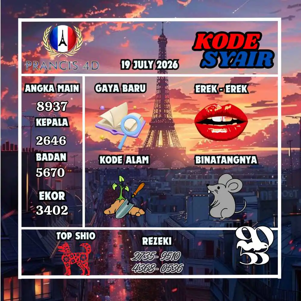 Kode Syair Prancis4D Pools Juli 2026

