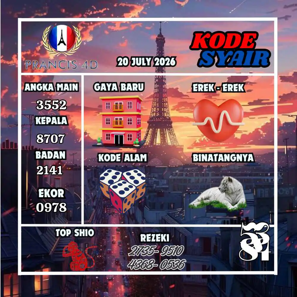 Kode Syair Prancis4D Pools Juli 2026
