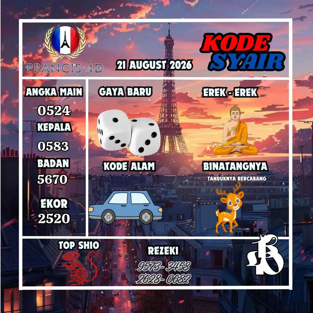 Kode Syair Prancis4D Pools Agustus 2026
