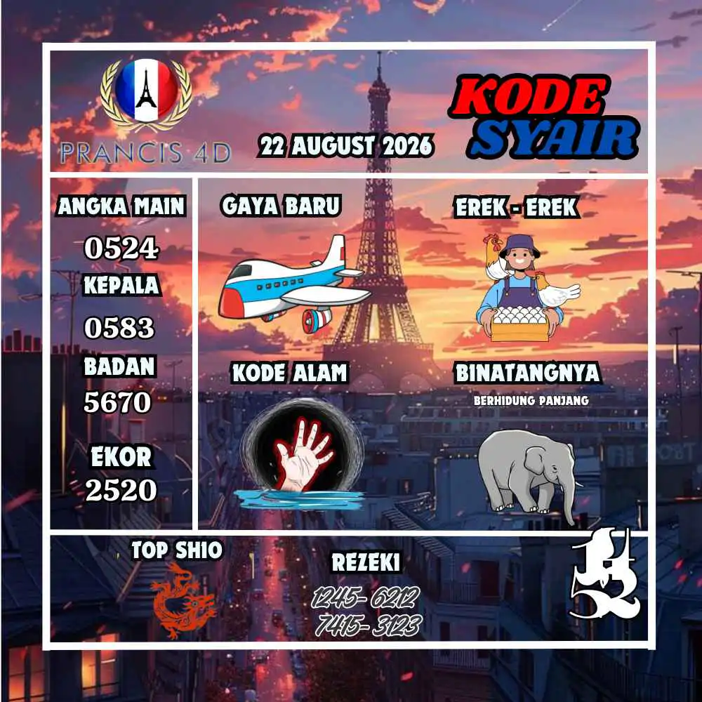 Kode Syair Prancis4D Pools Agustus 2026

