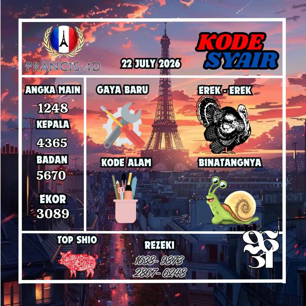 Kode Syair Prancis4D Pools Juli 2026 