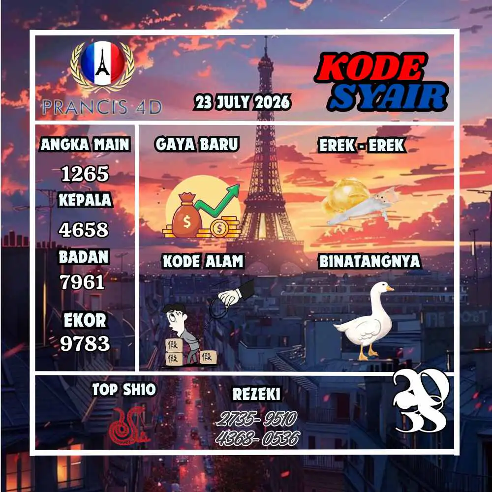 Kode Syair Prancis4D Pools Juli 2026
