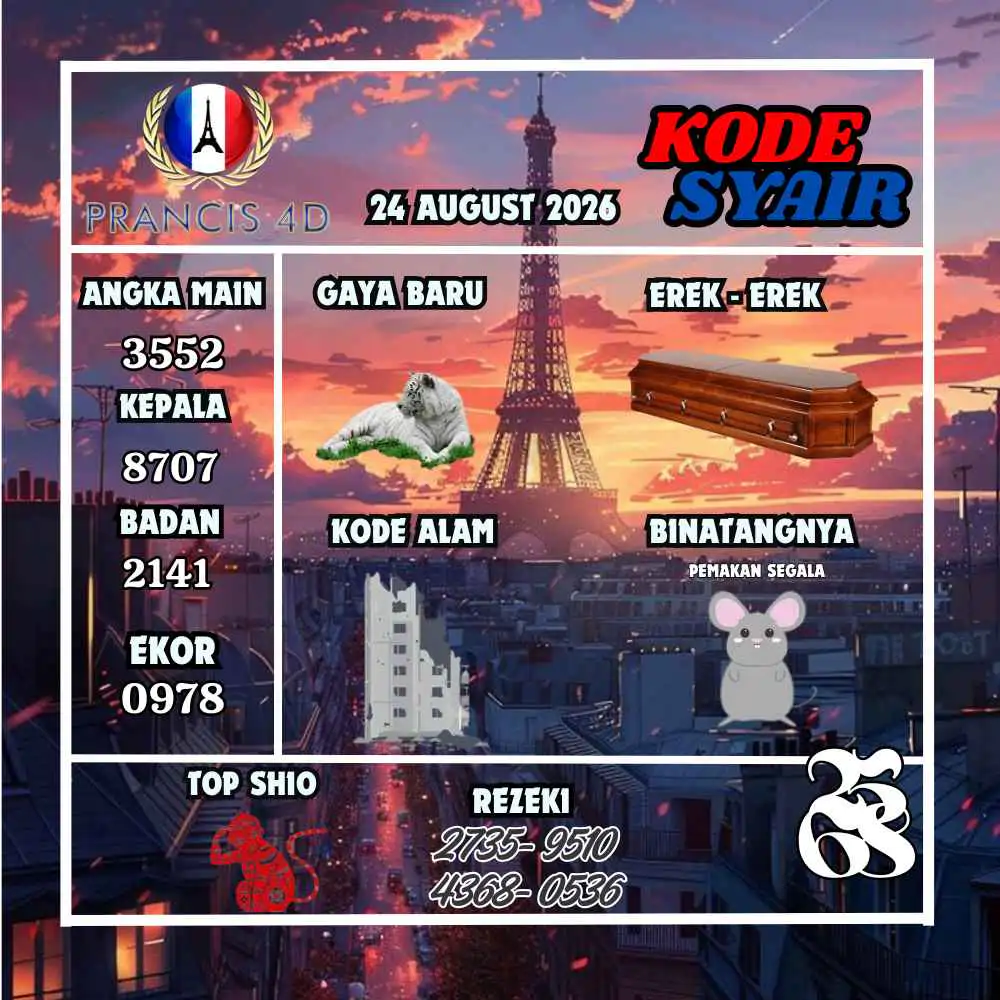 Kode Syair Prancis4D Pools Agustus 2026
