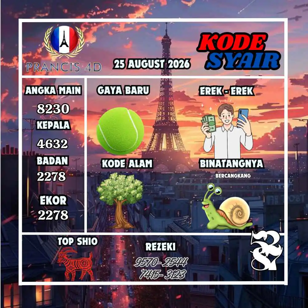 Kode Syair Prancis4D Pools Agustus 2026
