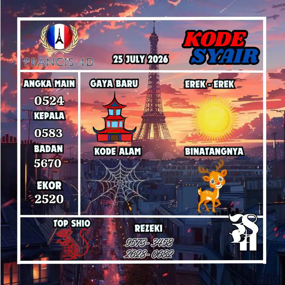 Kode Syair Prancis4D Pools Juli 2026
