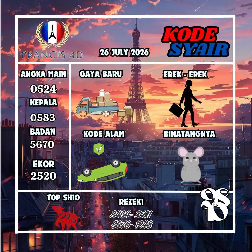 Kode Syair Prancis4D Pools Juli 2026