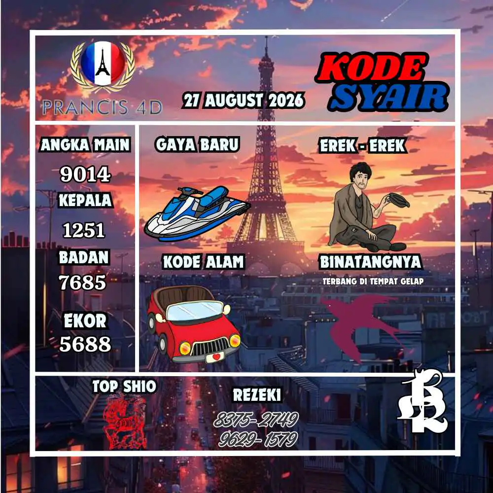 Kode Syair Prancis4D Pools Agustus 2026
