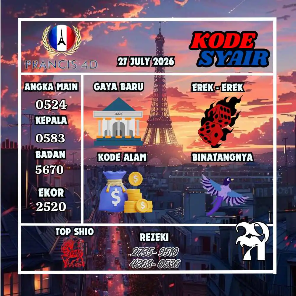 Kode Syair Prancis4D Pools Juli 2026