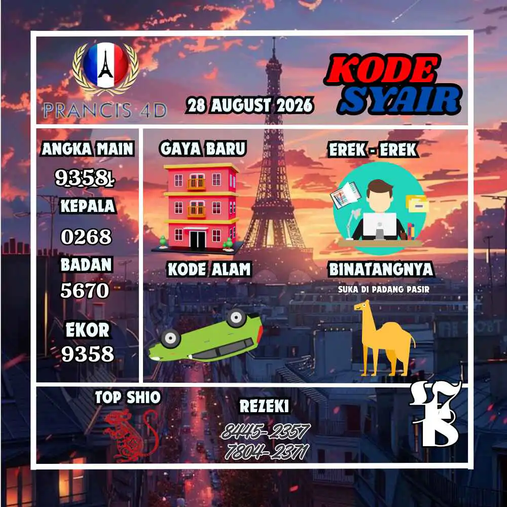 Kode Syair Prancis4D Pools Agustus 2026
