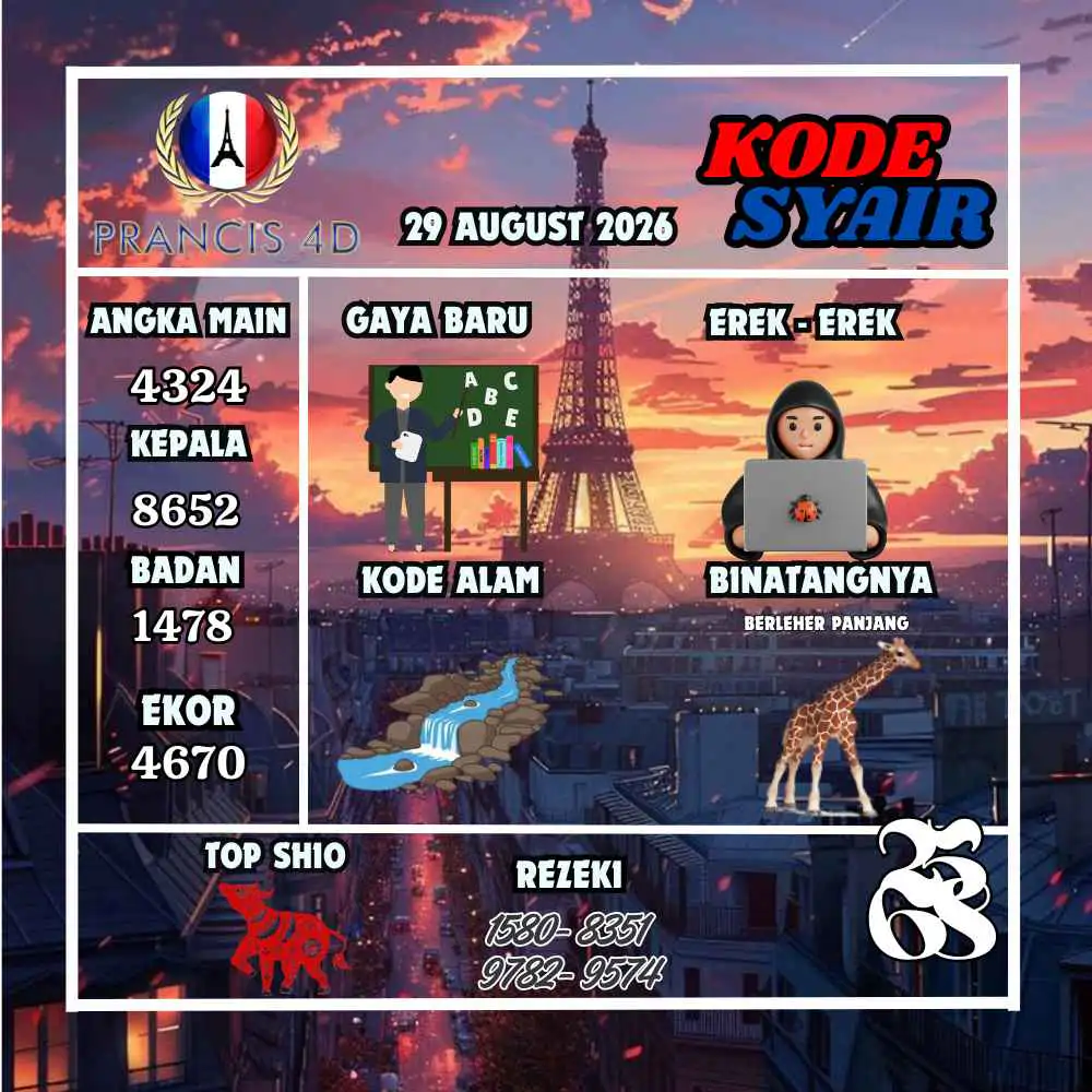 Kode Syair Prancis4D Pools Agustus 2026
