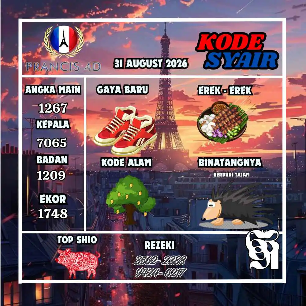Kode Syair Prancis4D Pools Agustus 2026
