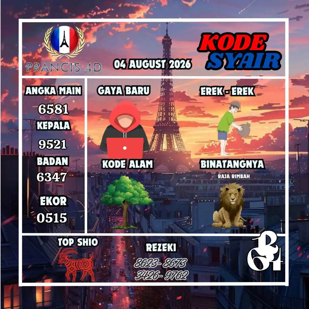 Kode Syair Prancis4D Pools Agustus 2026