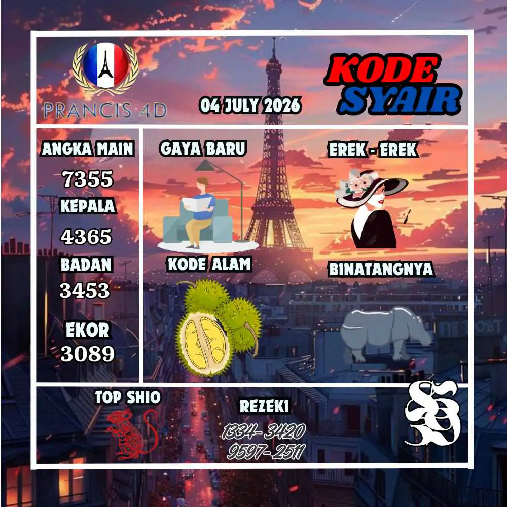 Kode Syair Prancis4D Pools Juli 2026