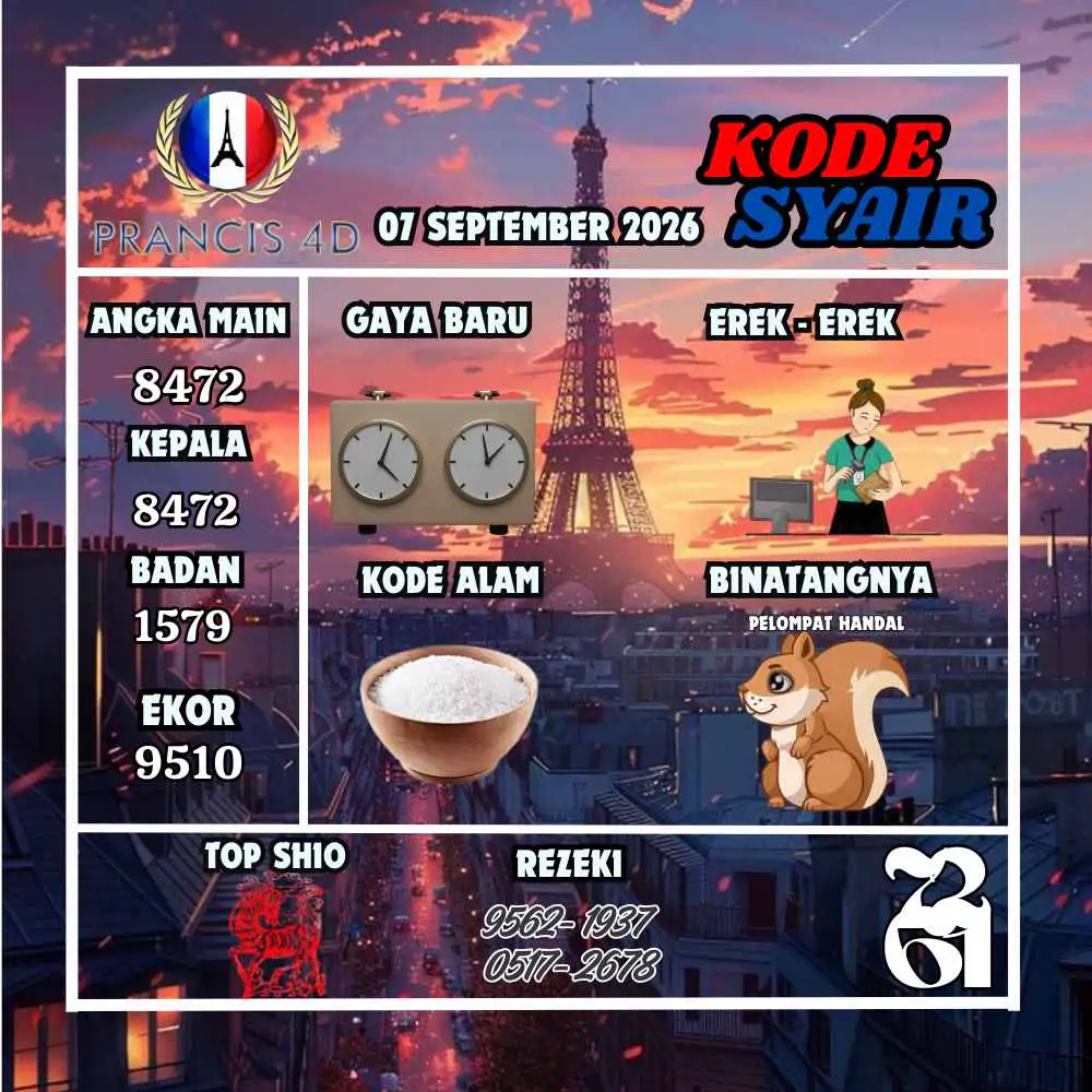 Kode Syair Prancis4D Pools September 2026
